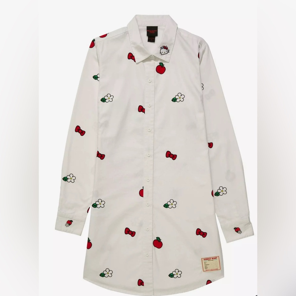 Hello Kitty Icons Print Button-Down Shirt Dress